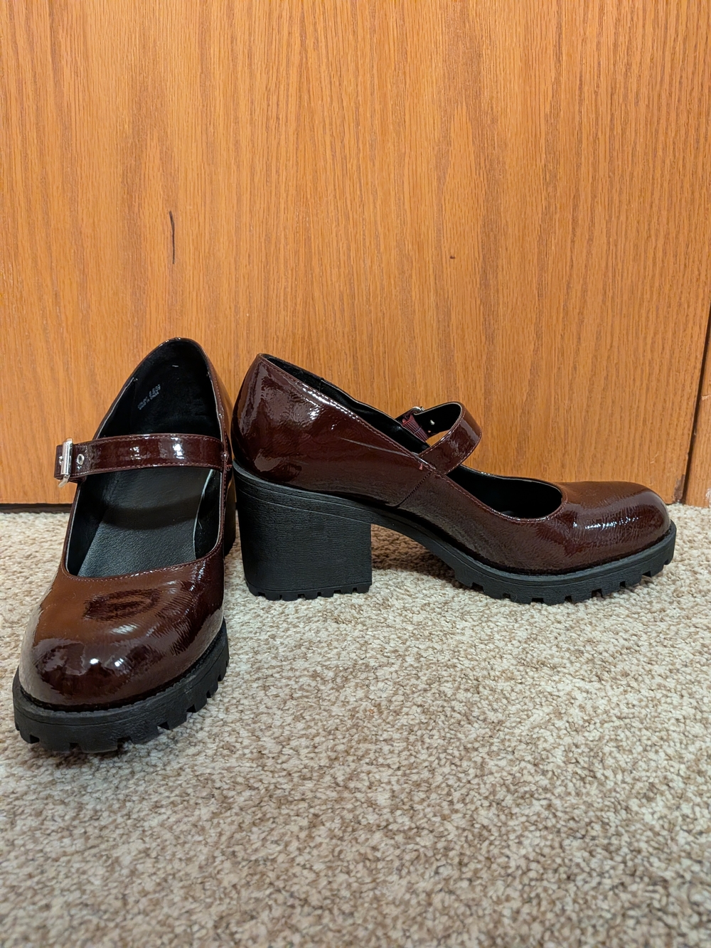 Dirty Laundry Burgundy Patent Lita Jane Chunky Heels
